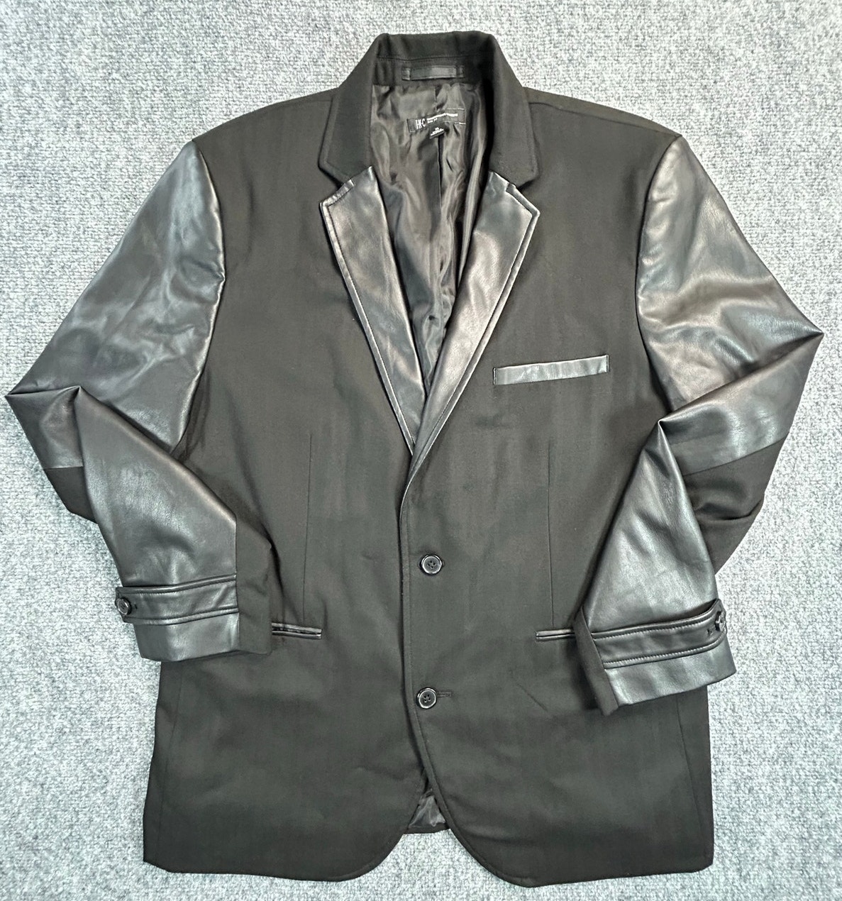 International Concepts Women's Xl Black Faux Leather Career Blazer Office Jacket
